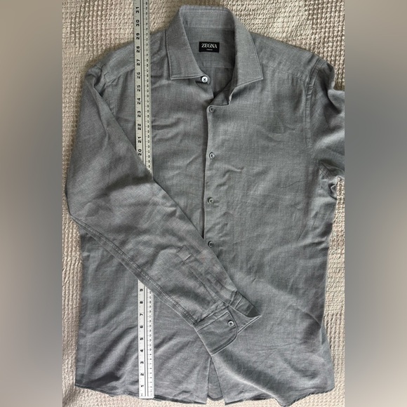EUC 💎 ZEGNA Cashco Premium Cotton-Cashmere Shirt Gray Long Sleeve Luxury M - Picture 7 of 11